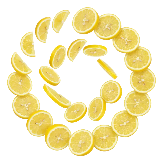 Sliced Fresh Lemons Arranged in a Circular Pattern
