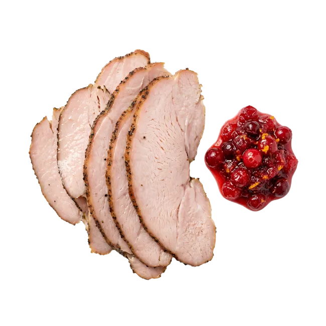 Sliced Roast Turkey Breast with Cranberry Sauce
