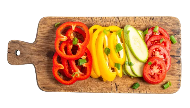 Sliced Vegetables on Wooden Cutting Board