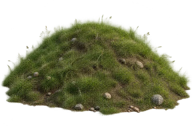 Small Grassy Mound with Stones and Soil