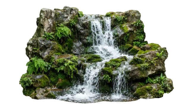 Small Waterfall with Mossy Rocks