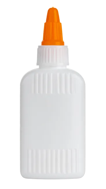 Small White Glue Bottle with Orange Cap