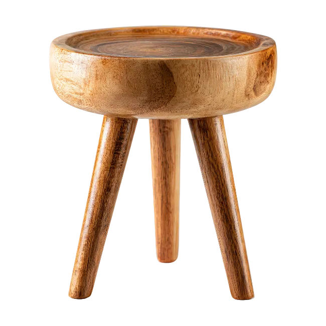Small Wooden Stool with Three Legs