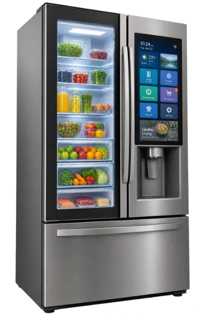 Smart Refrigerator with Touch Screen and Glass Door