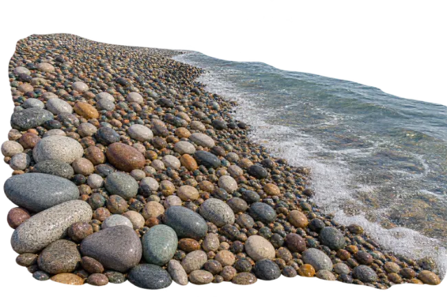 Smooth Colorful Pebbles on Ocean Beach Shore
