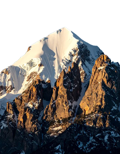 Snow Capped Mountain Peak with Rocky Ridges