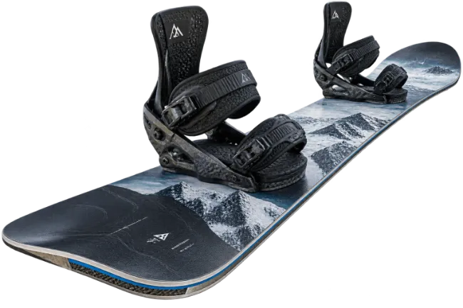 Snowboard with Black Bindings