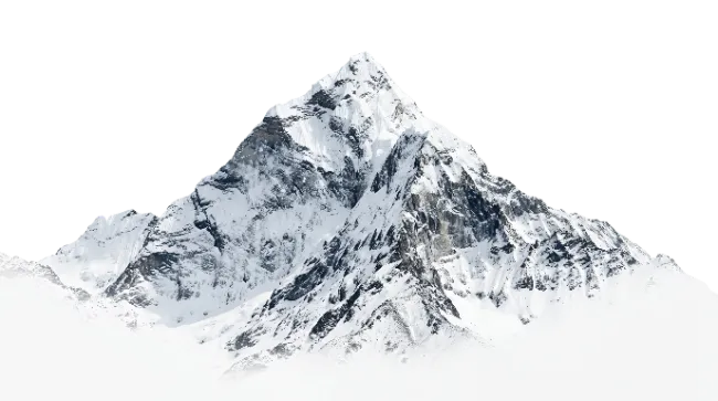 Snowy Mountain Peak Isolated on White