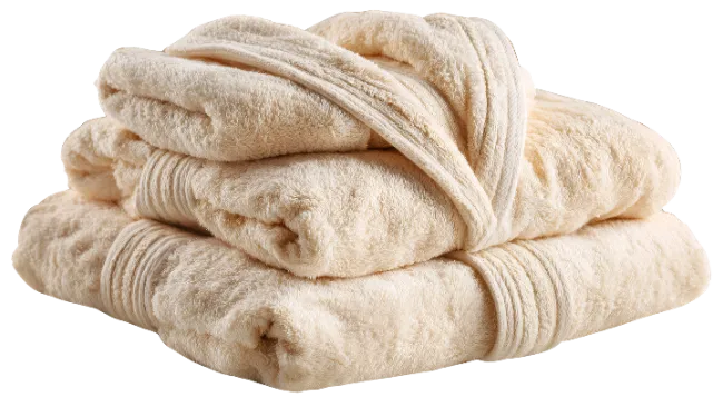 Soft Folded Cream Bathrobes Stacked