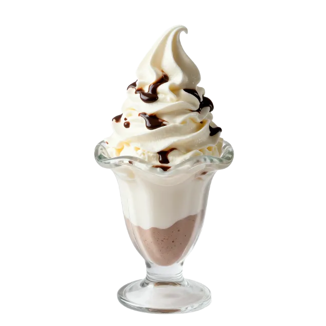 Soft Serve Ice Cream Sundae with Chocolate Syrup