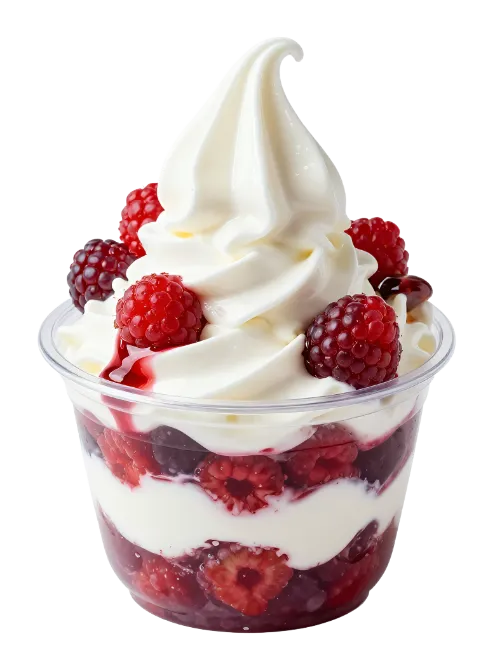 Soft Serve Ice Cream Sundae with Raspberries