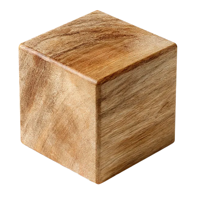 Solid Wooden Cube with Natural Grain