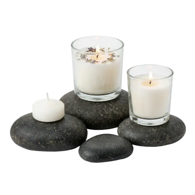 Spa Candles and Smooth Stones