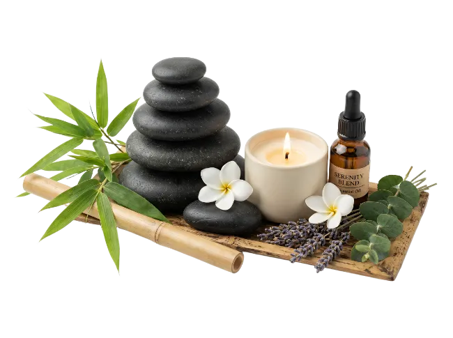 Spa Stones and Candle Wellness Still Life
