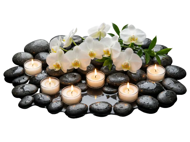 Spa Stones and Candles with Orchids