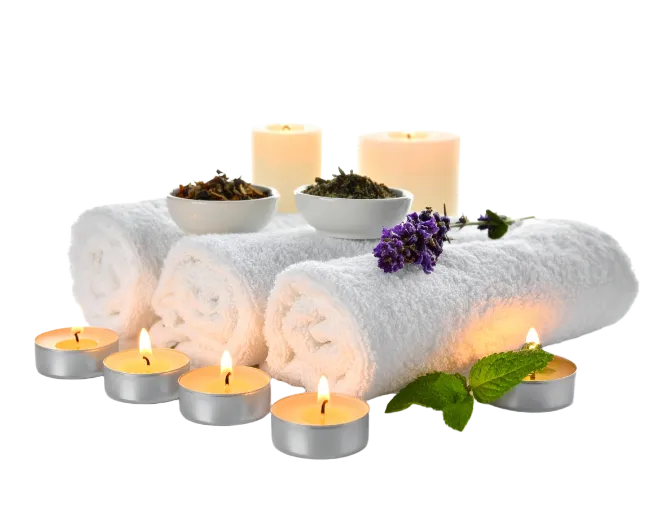 Spa Towels and Candles Setup