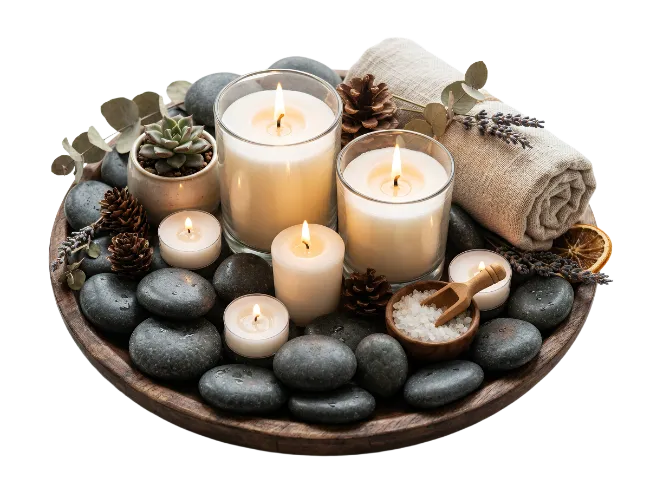 Spa Tray with Candles and Stones