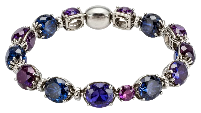 Sparkling Blue And Purple Gemstone Bracelet