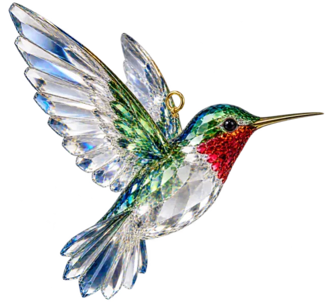 Sparkling Crystal Hummingbird Figurine in Flight