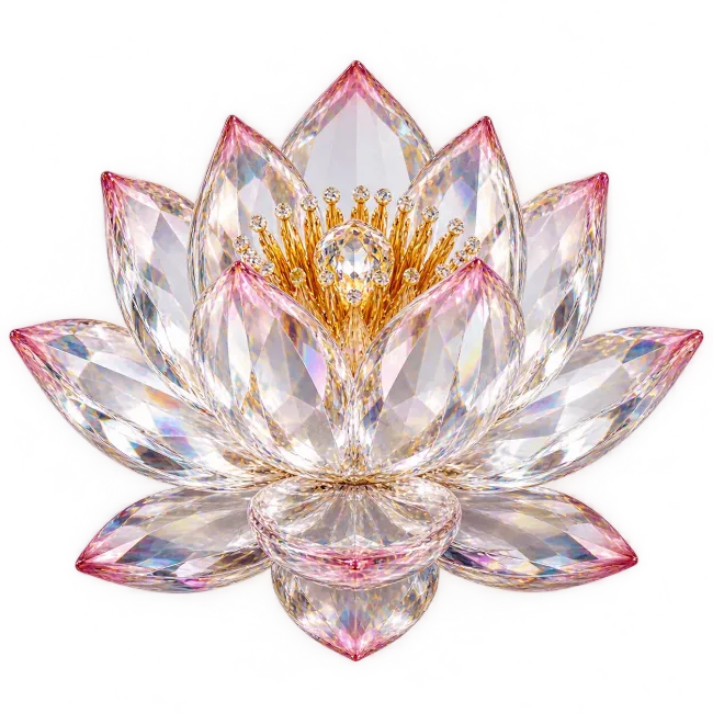 Sparkling Crystal Lotus Flower Sculpture