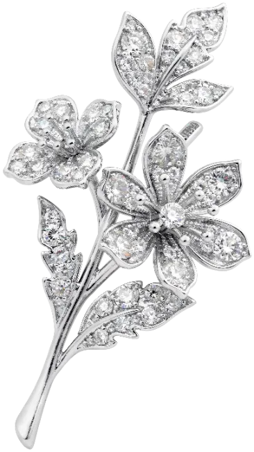 Sparkling Diamond Flower Brooch