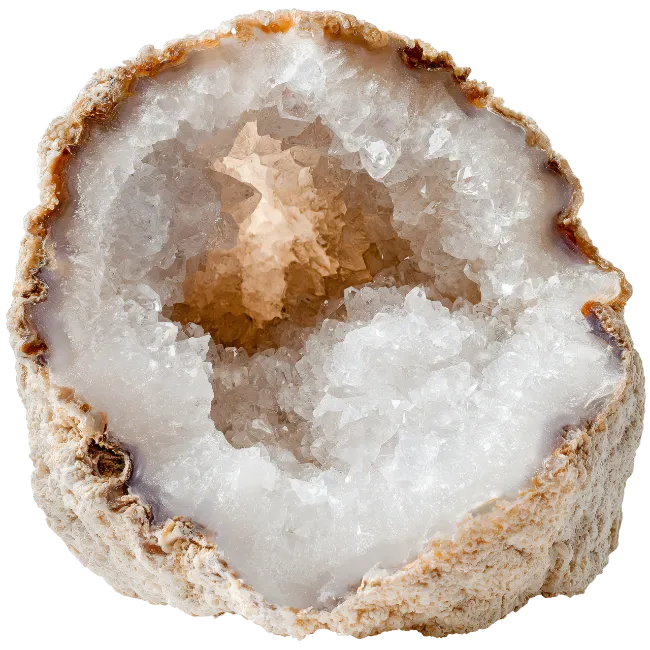 Sparkling White Agate Geode Mineral Crystal