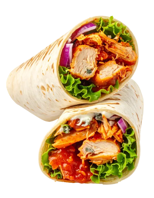 Spicy Chicken Wrap Cut in Half