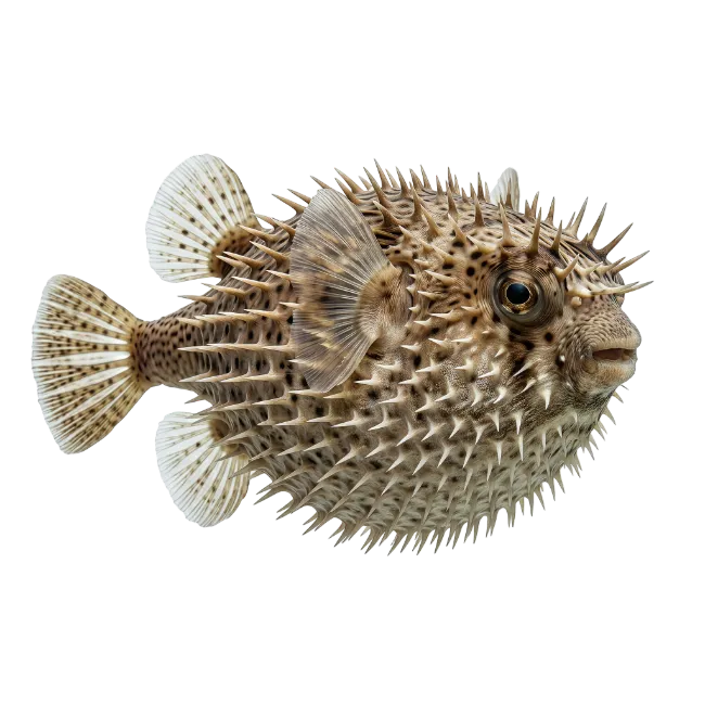 Spiny Pufferfish Isolated on Dark Background