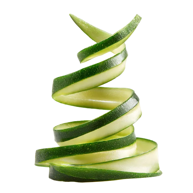 Spiral sliced zucchini vegetable garnish
