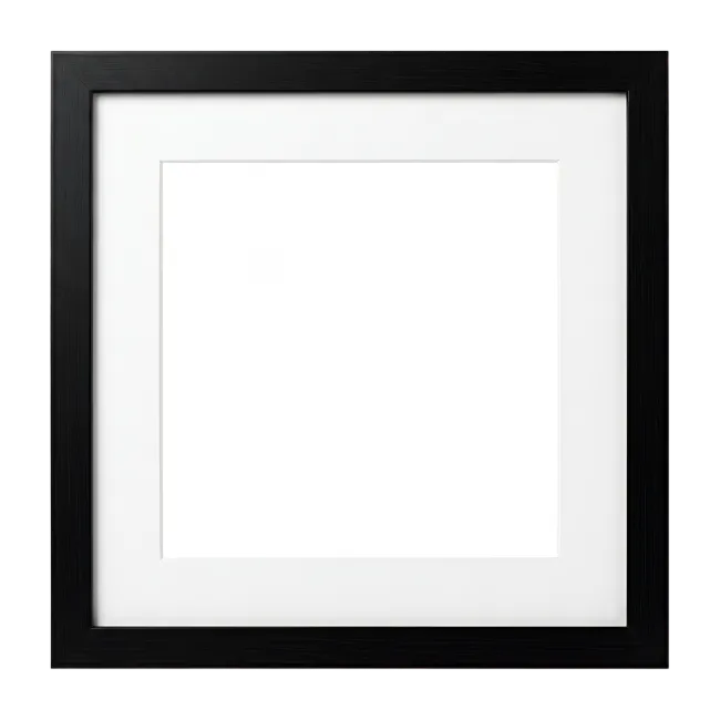 Square Black Picture Frame with White Mat