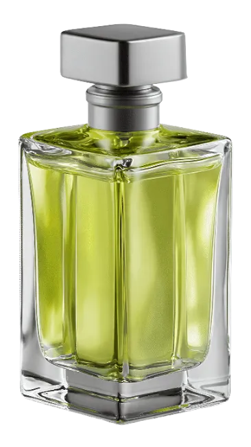 Square Glass Perfume Bottle with Yellow Liquid