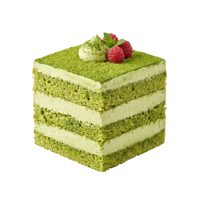 Square Matcha Green Tea Cake Slice
