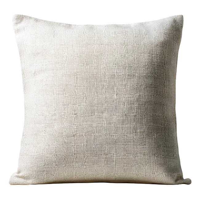 Square textured throw pillow in light beige