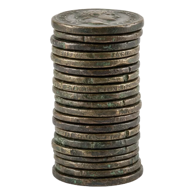 Stack of Ancient Bronze Coins