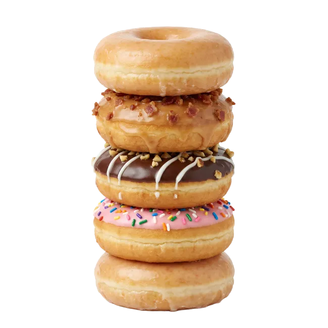 Stack of Assorted Glazed Donuts