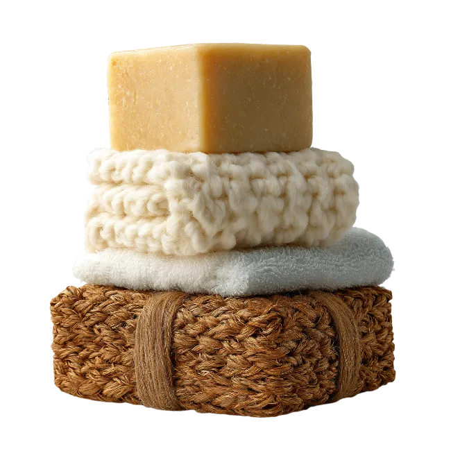 Stack of Bath Soap and Towels