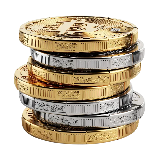 Stack of Bitcoin Crypto Coins