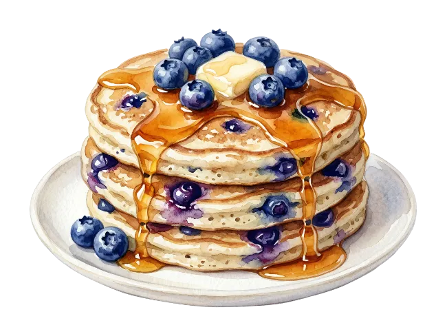 Stack of Blueberry Pancakes with Syrup