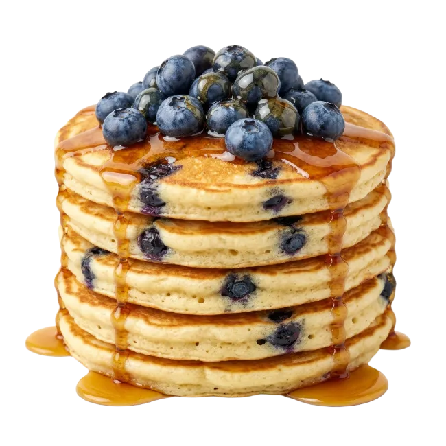 Stack of Blueberry Pancakes with Syrup