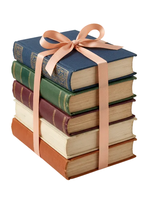 Stack of Books Tied with a Ribbon