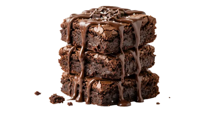 Stack of Chocolate Brownies with Drizzle