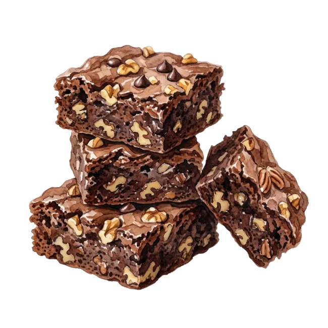 Stack of Chocolate Brownies with Walnuts