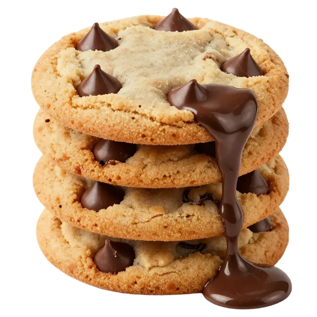 Stack of Chocolate Chip Cookies with Melting Chocolate