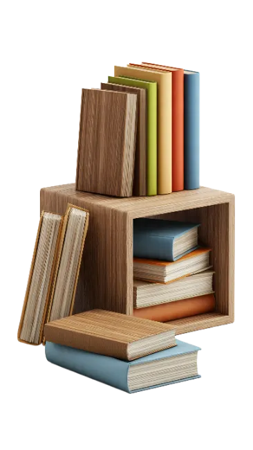 Stack of Colorful Books on Shelves