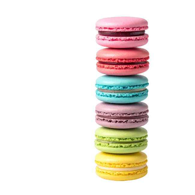 Stack of colorful French macarons