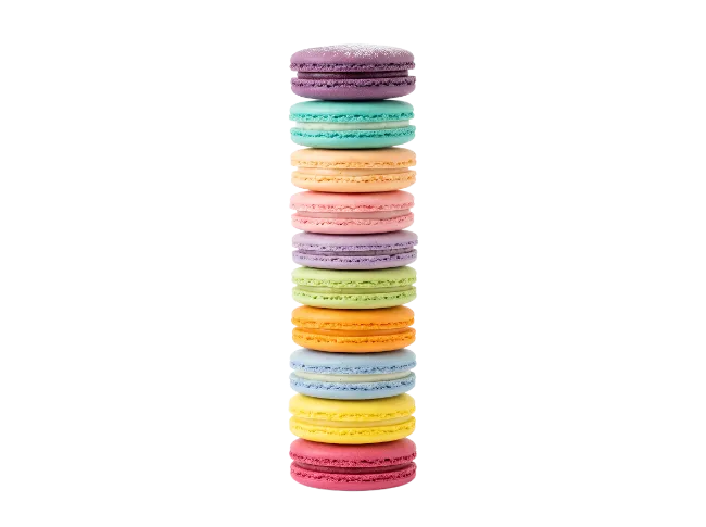 Stack of Colorful French Macarons