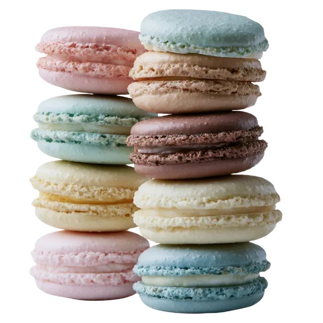 Stack of Colorful French Macarons