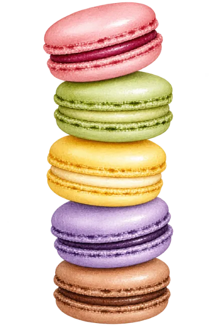 Stack of Colorful French Macarons