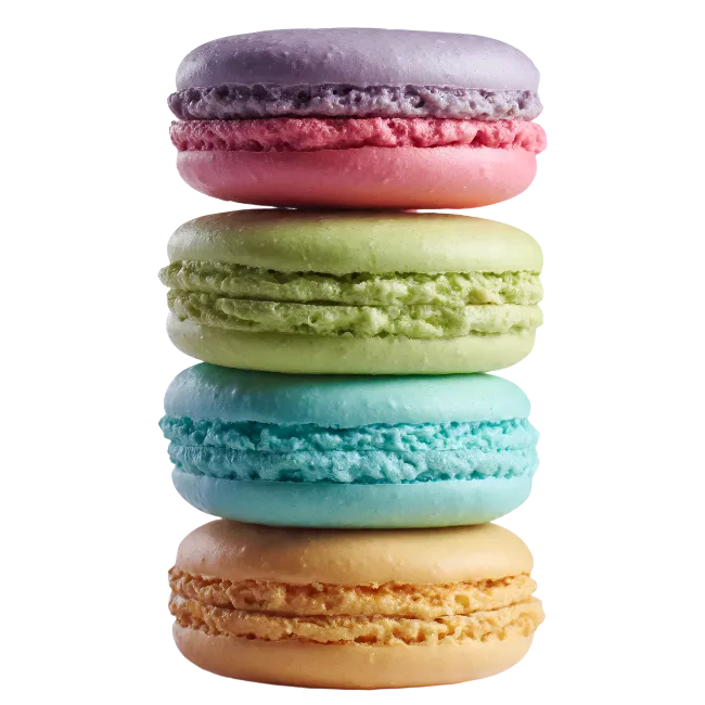 Stack of colorful French macarons