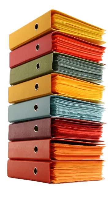 Stack of Colorful Office Ring Binders